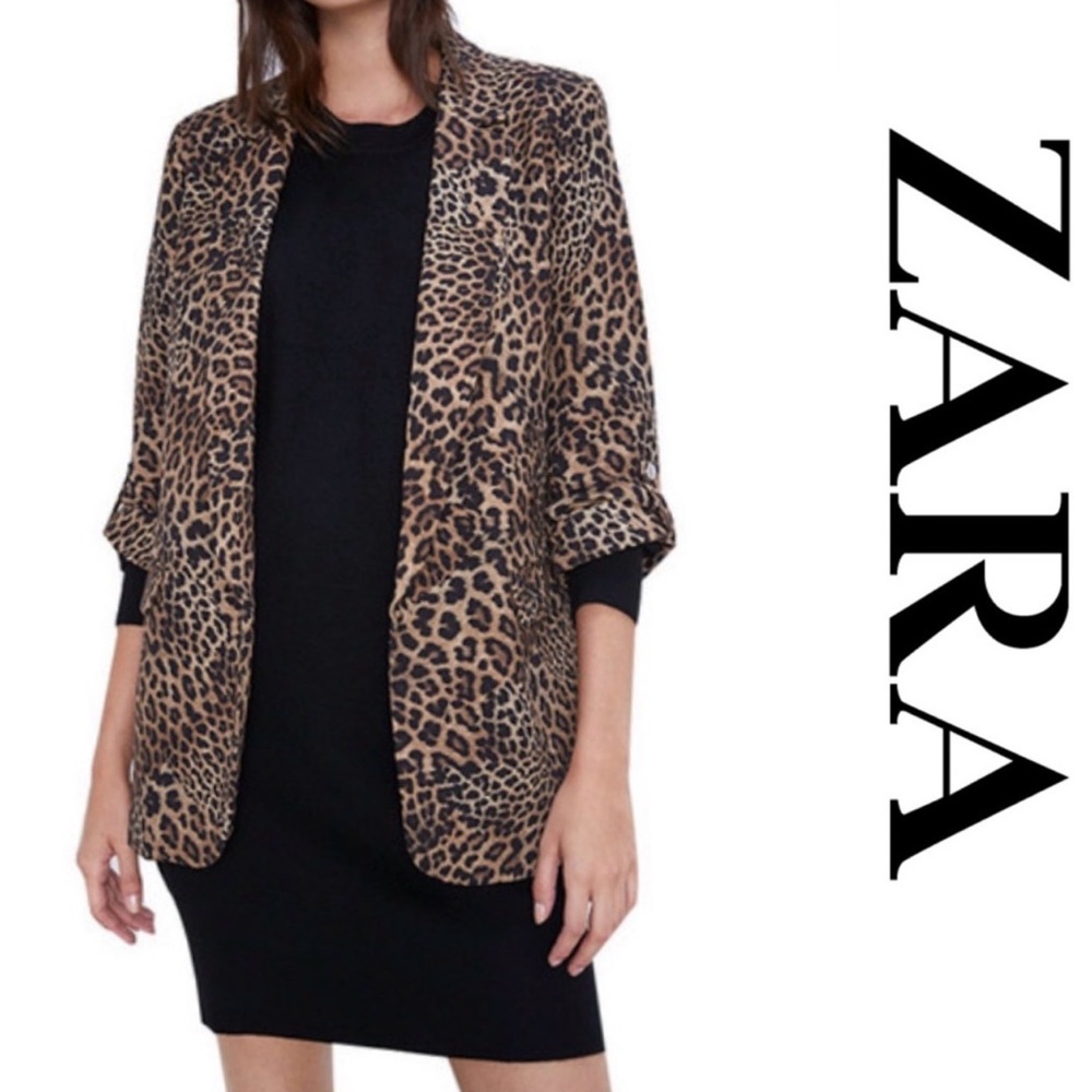Zara Blazer Jacket Coat Cheetah print leopard MED